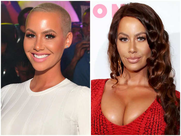 Amber Rose is also famous for her shaved head — she is almost unrecognizable with long hair.