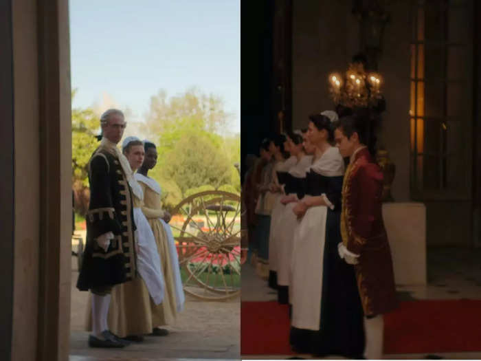 The opening scene shows the stark difference between the English and Germans through costume.