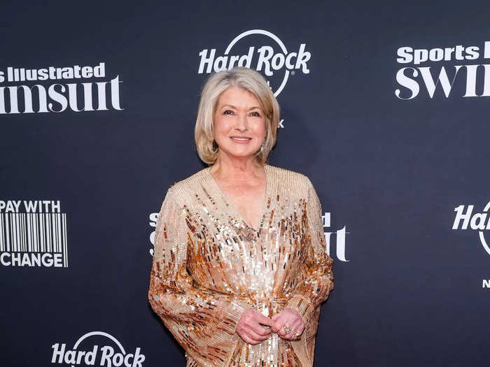 Martha Stewart went glam for the event, wearing a floor-length gown covered in sparkles.