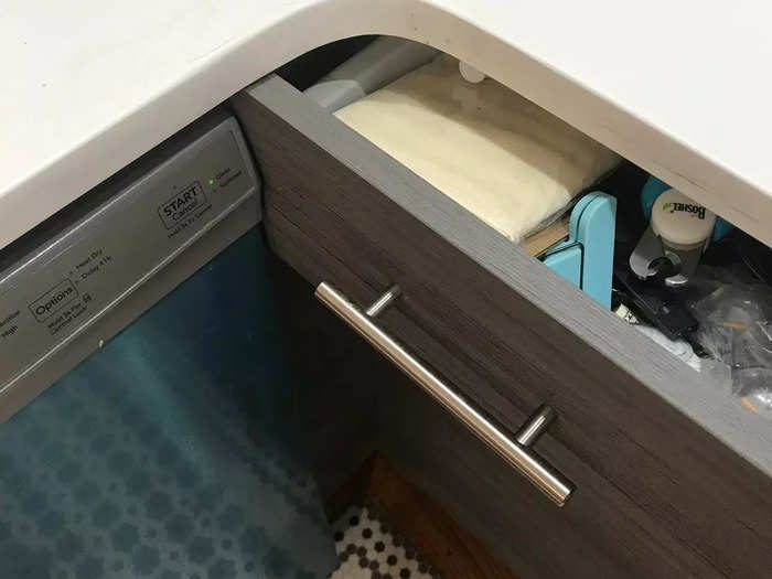 Small-apartment living makes for some interesting design choices. For example, you may be unable to open a drawer without it bumping into your dishwasher.