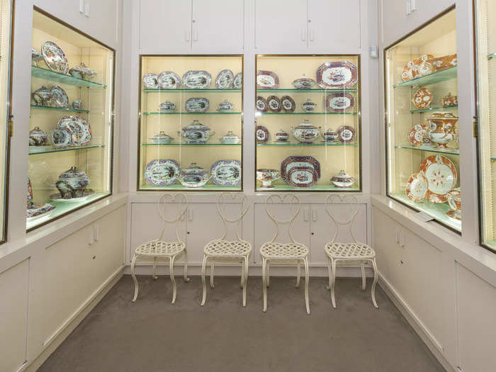 In the China Room, a set of dishes from Nelson Rockefeller