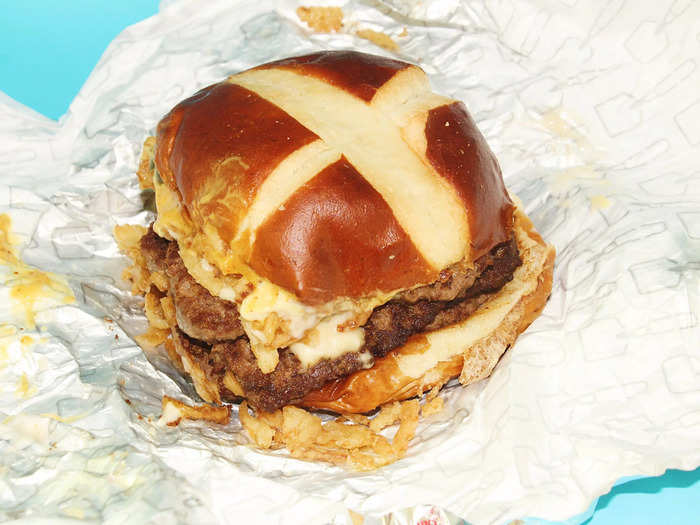 My favorite burger was one I had never heard of before: the triple Pretzel Bacon Club burger from Wendy