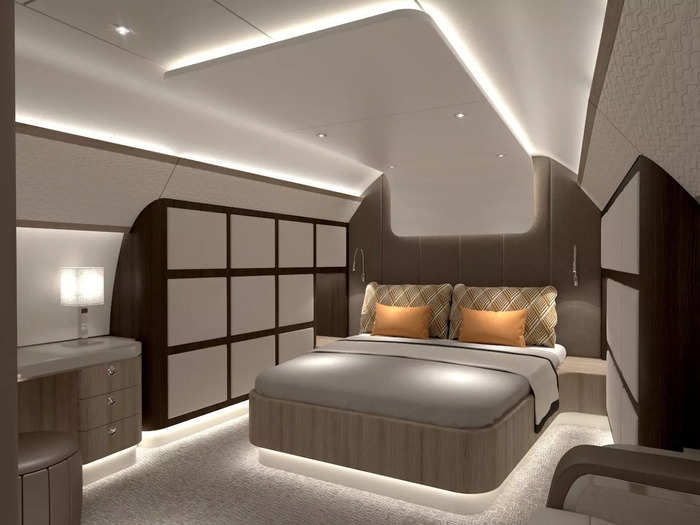 …and a VIP cabin with a private bedroom on an Airbus ACJ320neo corporate plane.