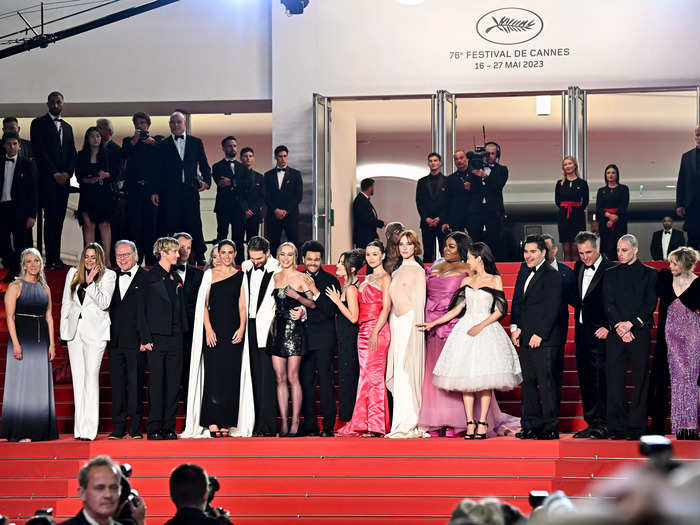 Before taking their seats in the Grand Théâtre Lumière, the cast and creators of the series posed at the top of the staircase.