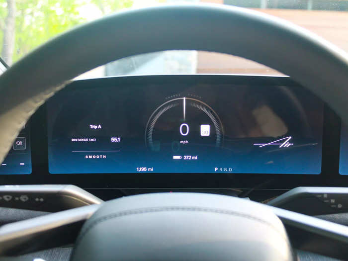 It includes a simple digital gauge cluster that displays key info like your range, odometer, and drive mode.