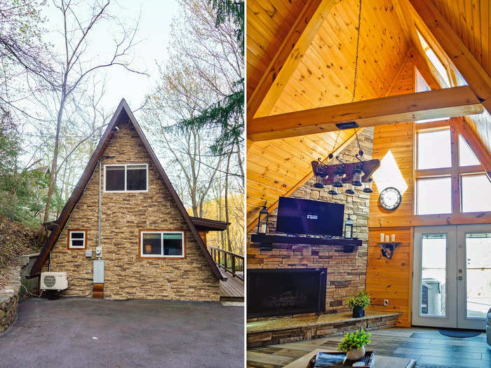 When searching for cabin stays on Airbnb, this one stood out to me because of its A-frame shape. I had never stayed in an A-frame before, and I wanted to see if it was as gorgeous as it looked in the pictures, so I booked it for two nights for $1,000.