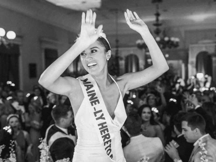 There were also cardboard cutouts of Morehouse being crowned as Miss Maine USA, which later went crowd-surfing on the dance floor.