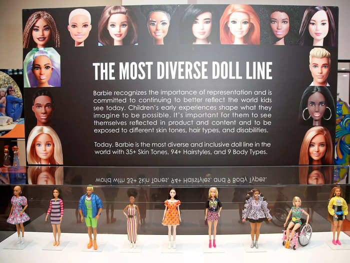 Barbies now come in 35 different skin tones with 94 hairstyles. There are gender-neutral Barbies, sign language Barbies, and Barbies that use a wheelchair.