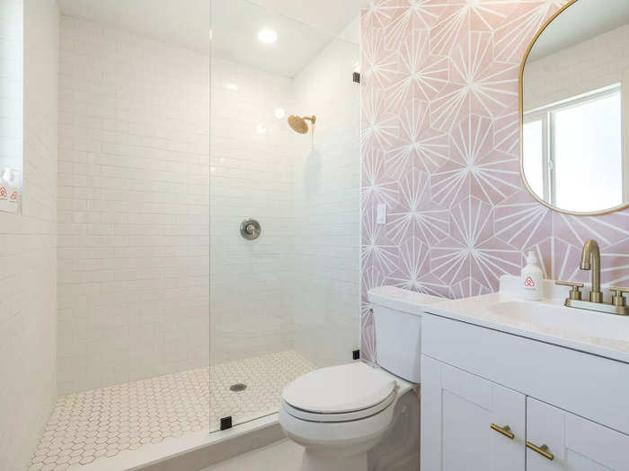 Even the bathrooms in the Femme House are pink, giving the home a cohesive feel.