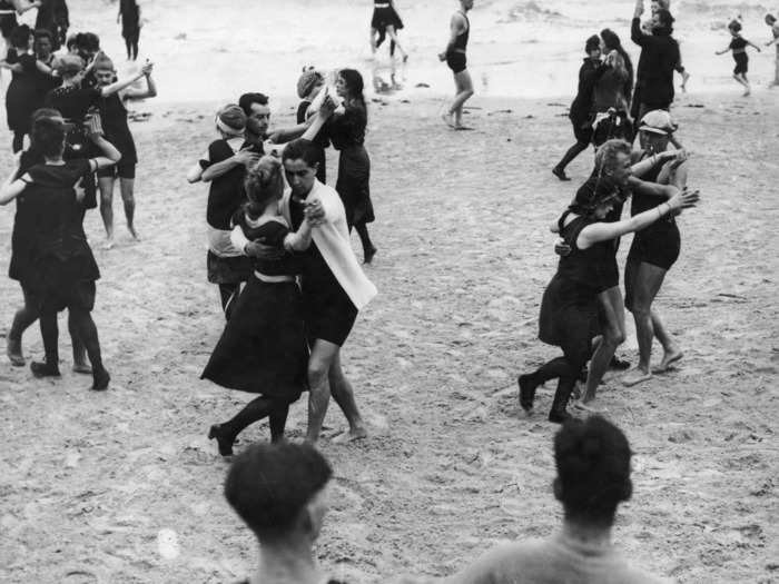 Some visitors chose to spend their time at Coney Island dancing on the beach.
