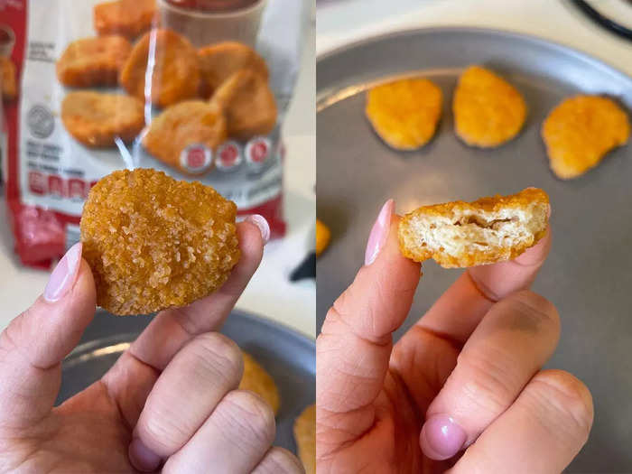 These nuggets had the best breading, but the meat inside tasted dry.