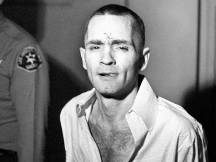 During the trial Manson and the women showed no remorse and often giggled during the proceedings. Manson changed his appearance, carving an "x" into his forehead. The girls ended up doing the same.Later, he turned the "x" into a swastika.