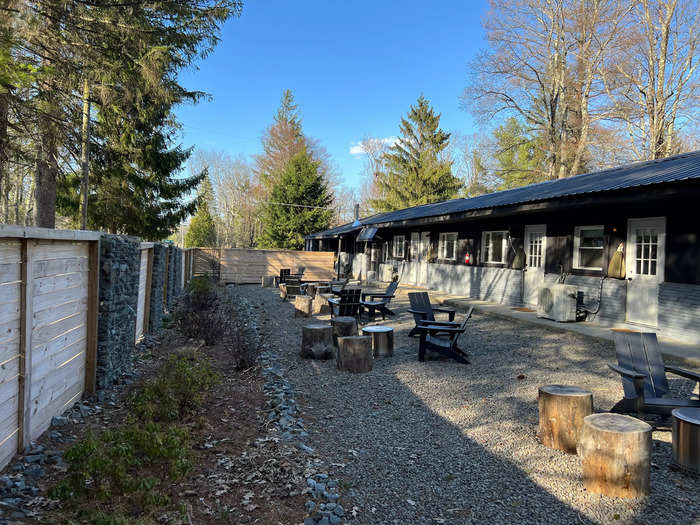 The shared camping space of a renovated motel