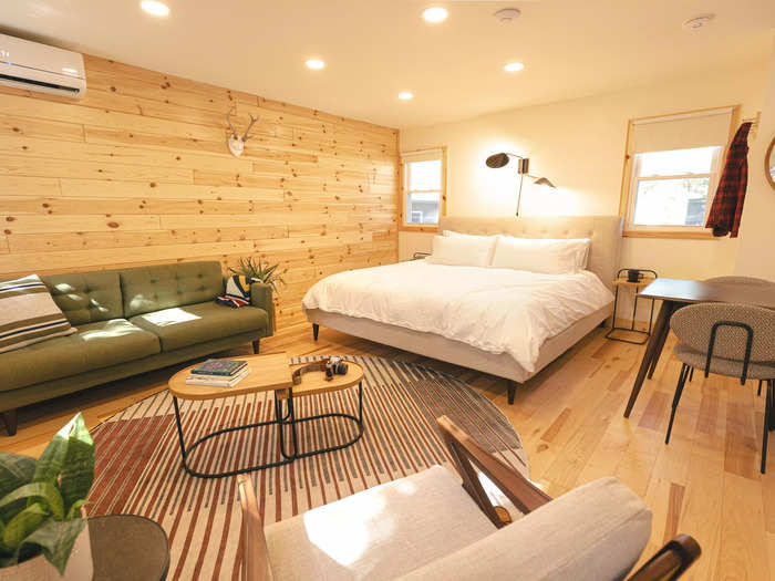 The interior of a newly renovated cabin