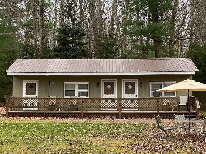 The exterior of an old motel unit