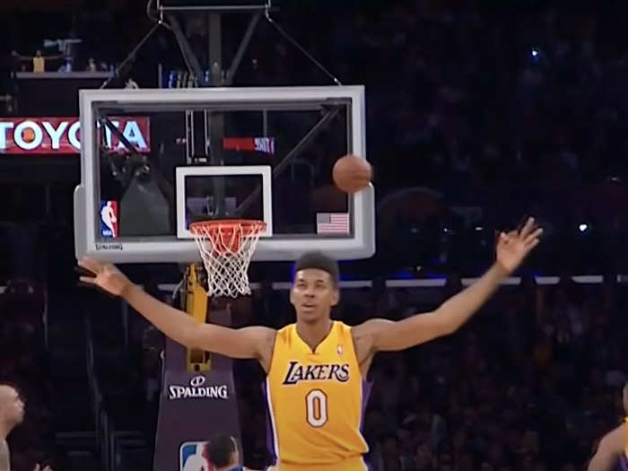 Nick Young celebrates a three-pointer too early.