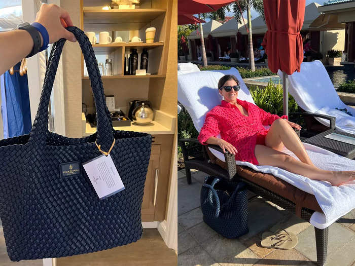 Inside the closet, there was a beach tote for guests to use during their stay.