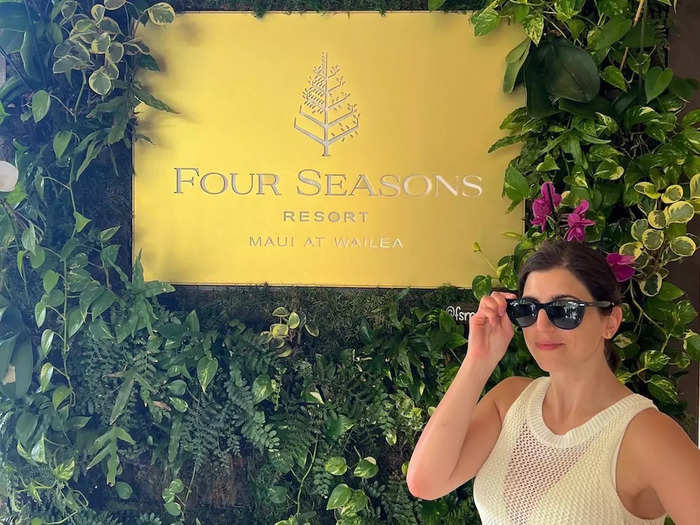 At the entrance, some guests posed by an Instagrammable foliage wall and sign for the resort. Naturally, I made my husband take a photo of me.