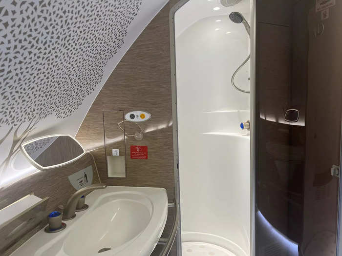 …and a shower spa at the front of the plane.