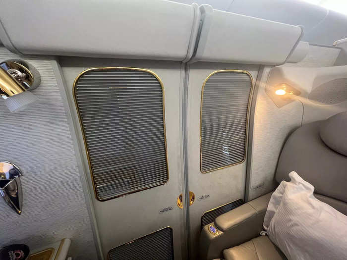 Configured in a 1x2x1 layout on the second level of the A380, customers will find myriad amenities at each seat — the most impressive being the full privacy door.