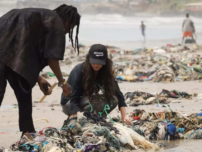 Non-profit organizations, like the Or Foundation, have tracked the buildup of garments on the shoreline, measuring up to 350 large "tentacles" of tattered clothing tangled together in just two months.