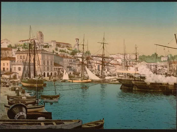 100+ years ago, the Cannes harbor was filled with sailing ships.