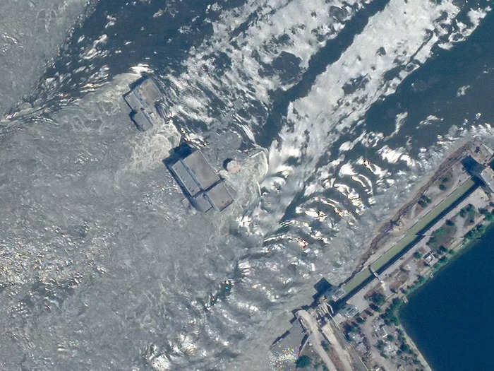 This satellite image shows the scale of the destruction from the floodwaters.