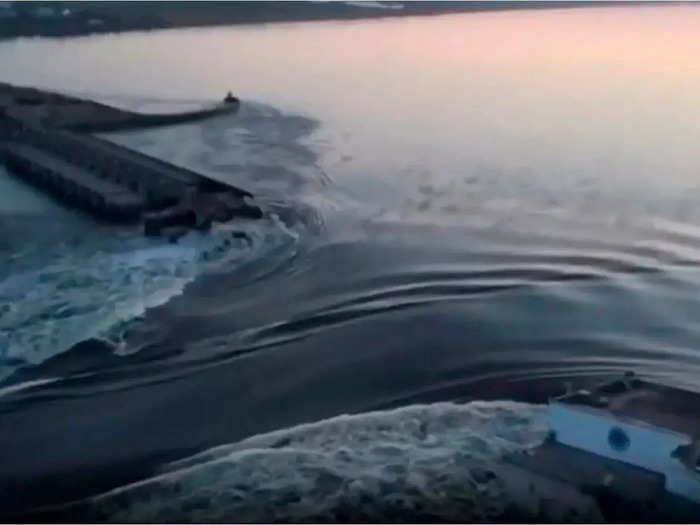 The Kakhovka Reservoir holds about 4 trillion gallons of water.