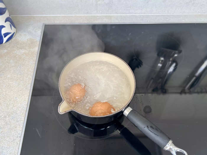 For added protein, I boiled two eggs for eight minutes.