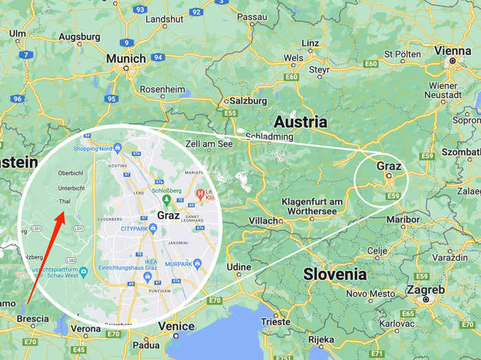 Schwarzenegger grew up in Thal, Austria. The village is just west of Graz, the country