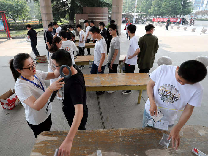 Security can be pretty tight. Some students had to go through metal detector checks even in smaller cities like Lianyungang.