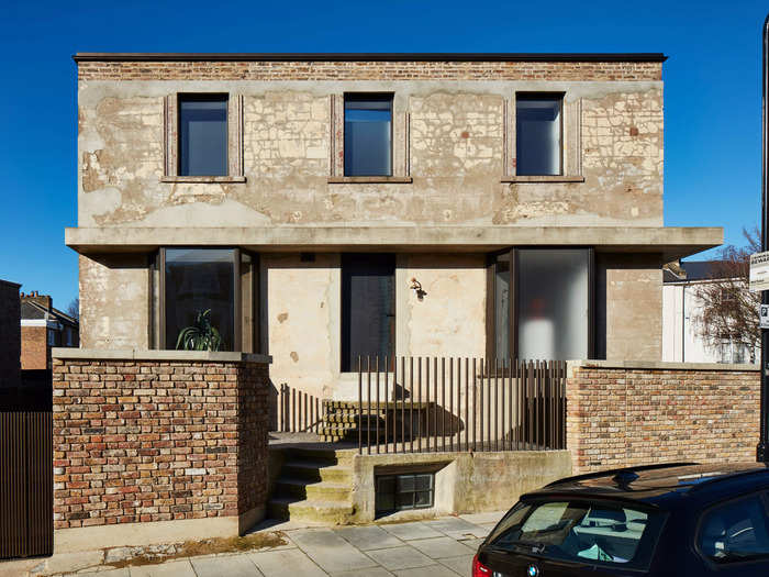 The exterior of the house was restored to its original bunker-like design.