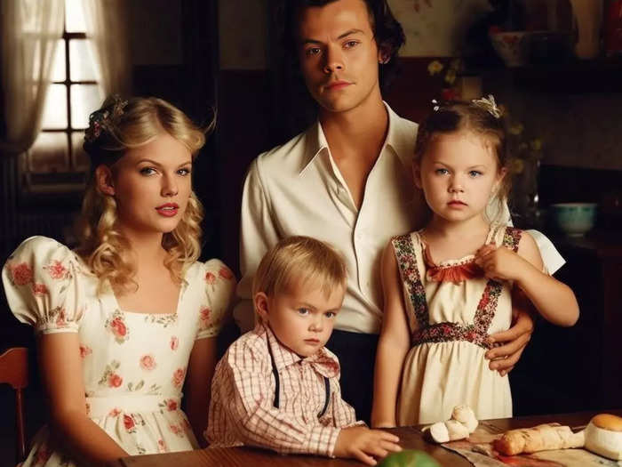 Taylor Swift and Harry Styles, who briefly dated in late 2012, appear to be living on a prairie with their "What If?" family.