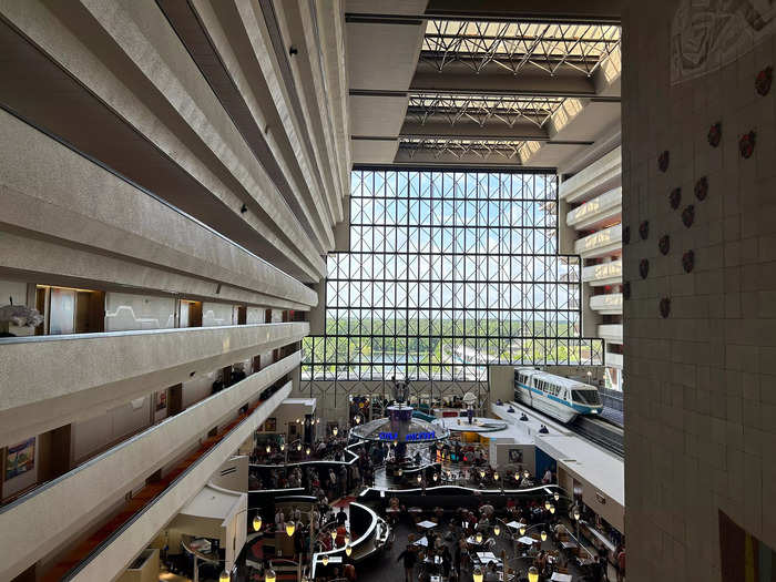 The lobby is also home to a massive Monorail stop.