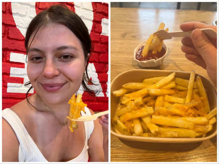 The first thing I noticed when I saw the cheesy fries was that Wendy