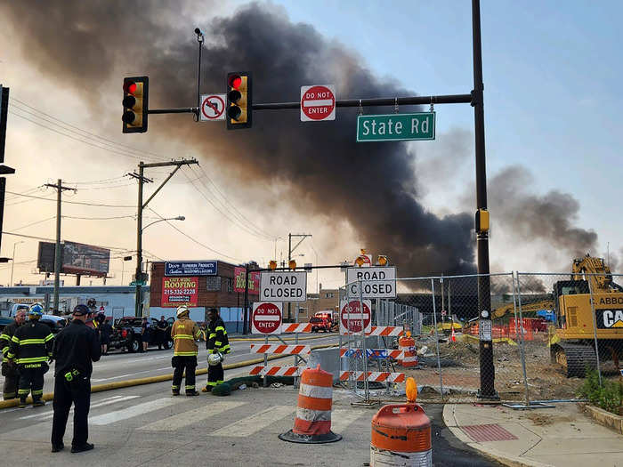 The truck fire sparked explosions around the collapse, likely due to "runoff of maybe some fuel or gas lines that could have been compromised by the accident," according to Derek Bowmer, battalion chief for the Philadelphia Fire Department.