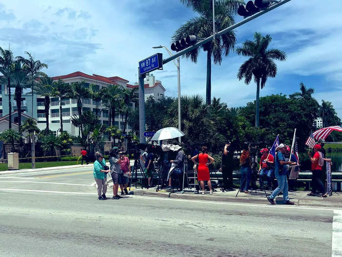 There were nearly as many members of the media gathered as there were Trump supporters.