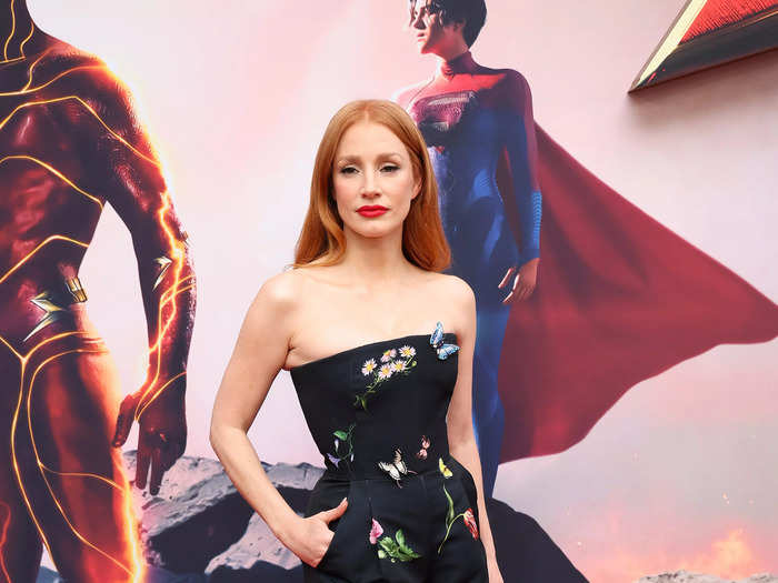 Jessica Chastain wore a floral look to support Andy Muschietti after working with him on "It: Chapter Two."