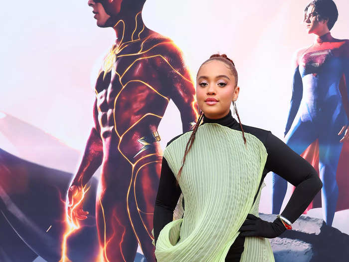 Iris West actor Kiersey Clemons wore a flowing green dress to the premiere.