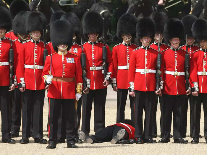 A member of the Scots Guard fainted during the Colonel