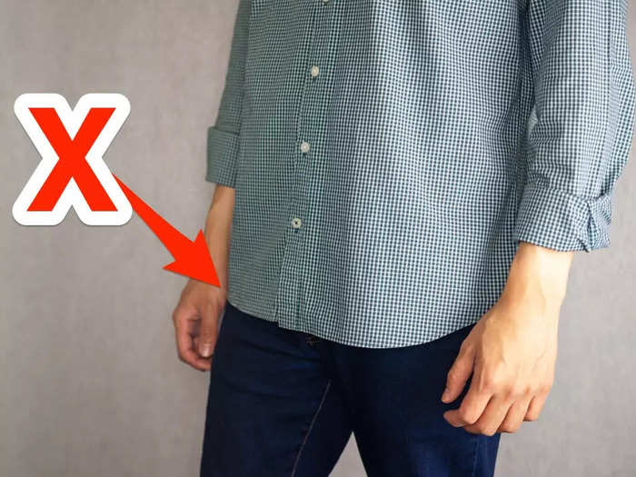 Dress shirts should almost always be tucked in unless you want a super casual look.
