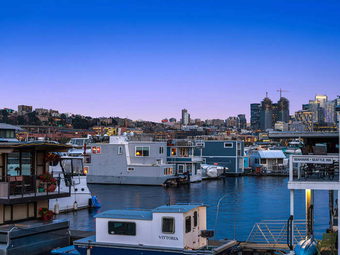 The deck overlooks Lake Union, Gasworks Park, and downtown Seattle.