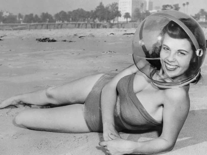 At least one woman wore a plastic helmet while relaxing at Santa Monica beach. At the time there were also bush fires, so while the helmet protected her from ash, it didn