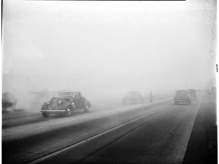 On bad days, cars would appear from out of the smog. Visibility was so bad that people had car accidents.