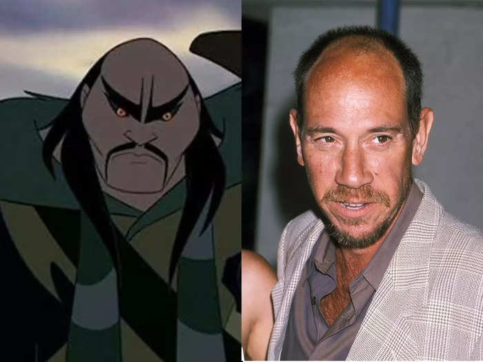 The villain, Shan Yu, is voiced by Miguel Ferrer.