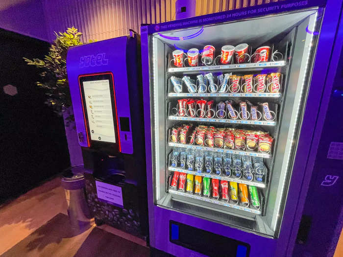 Inside, the small lobby had a convenient flight information display system, vending machines, and a separate lounge available to guests for almost $50 or to travelers who aren