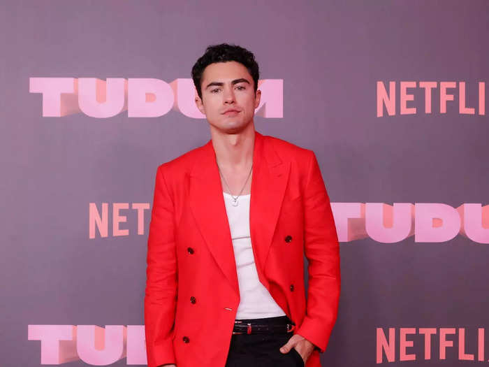 Darren Barnet, who also stars in the Netflix comedy, rocked vibrant colors that matched the red carpet.