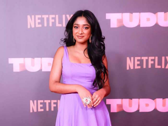 Maitreyi Ramakrishnan from "Never Have I Ever" looked chic in a lilac dress and sparkling accessories.