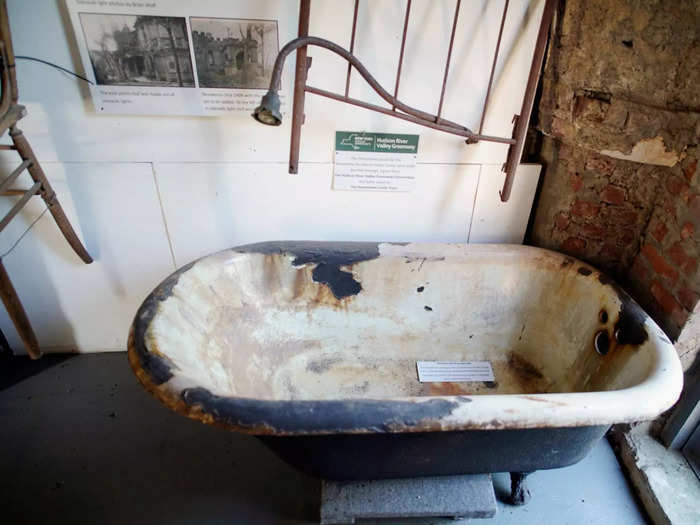 Visitors can also see preserved fixtures from the castle, like this bathtub.