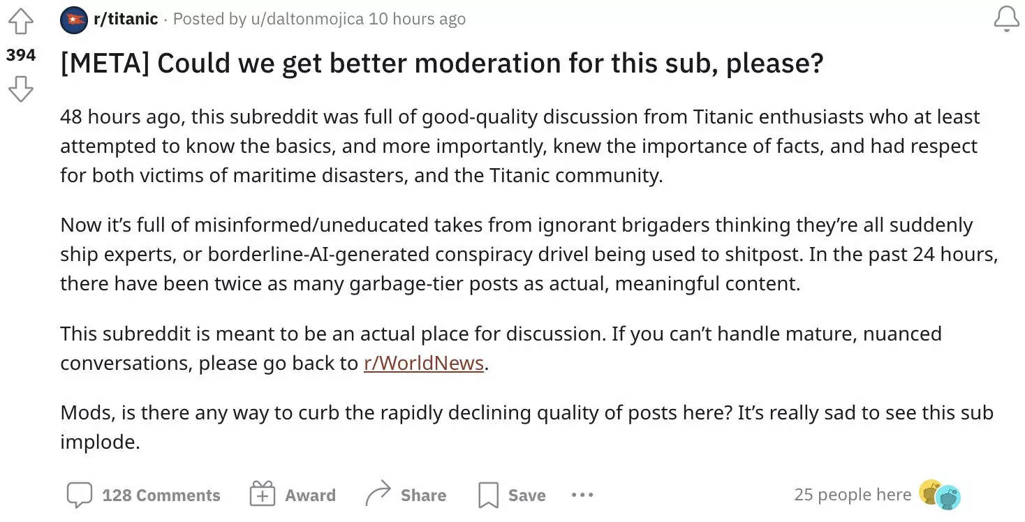Screenshot of a post on the forum.
